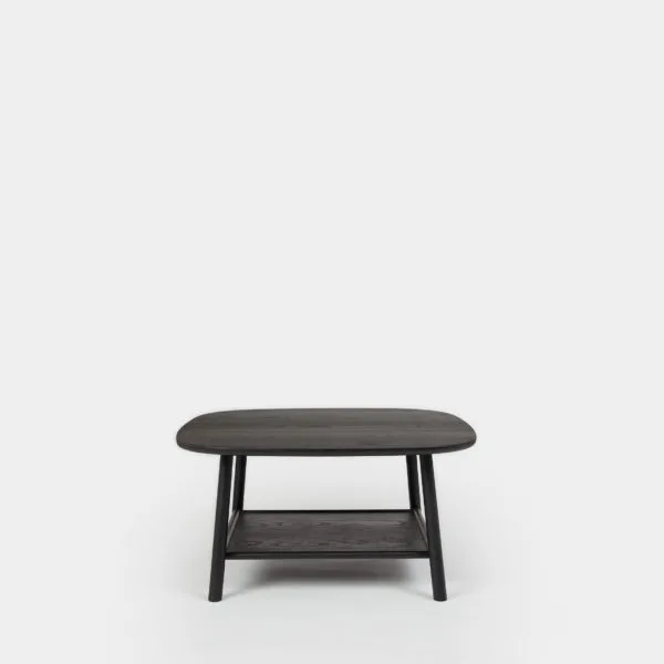 Black lacquered ash coffee table with underneath shelf