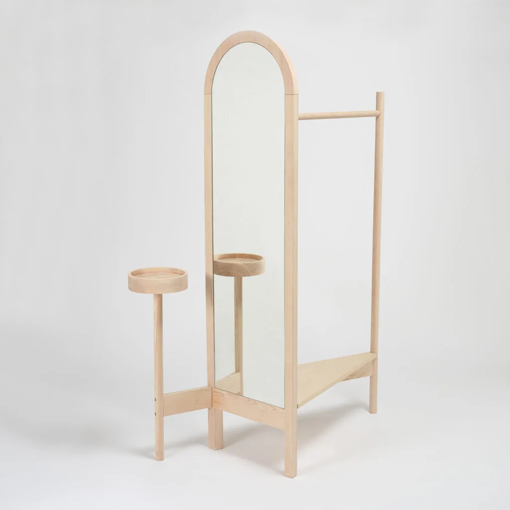 Ash valet stand with mirror