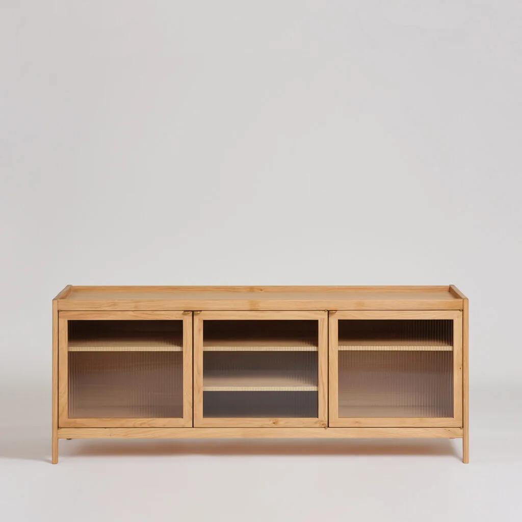 Davenport oak side board with glass