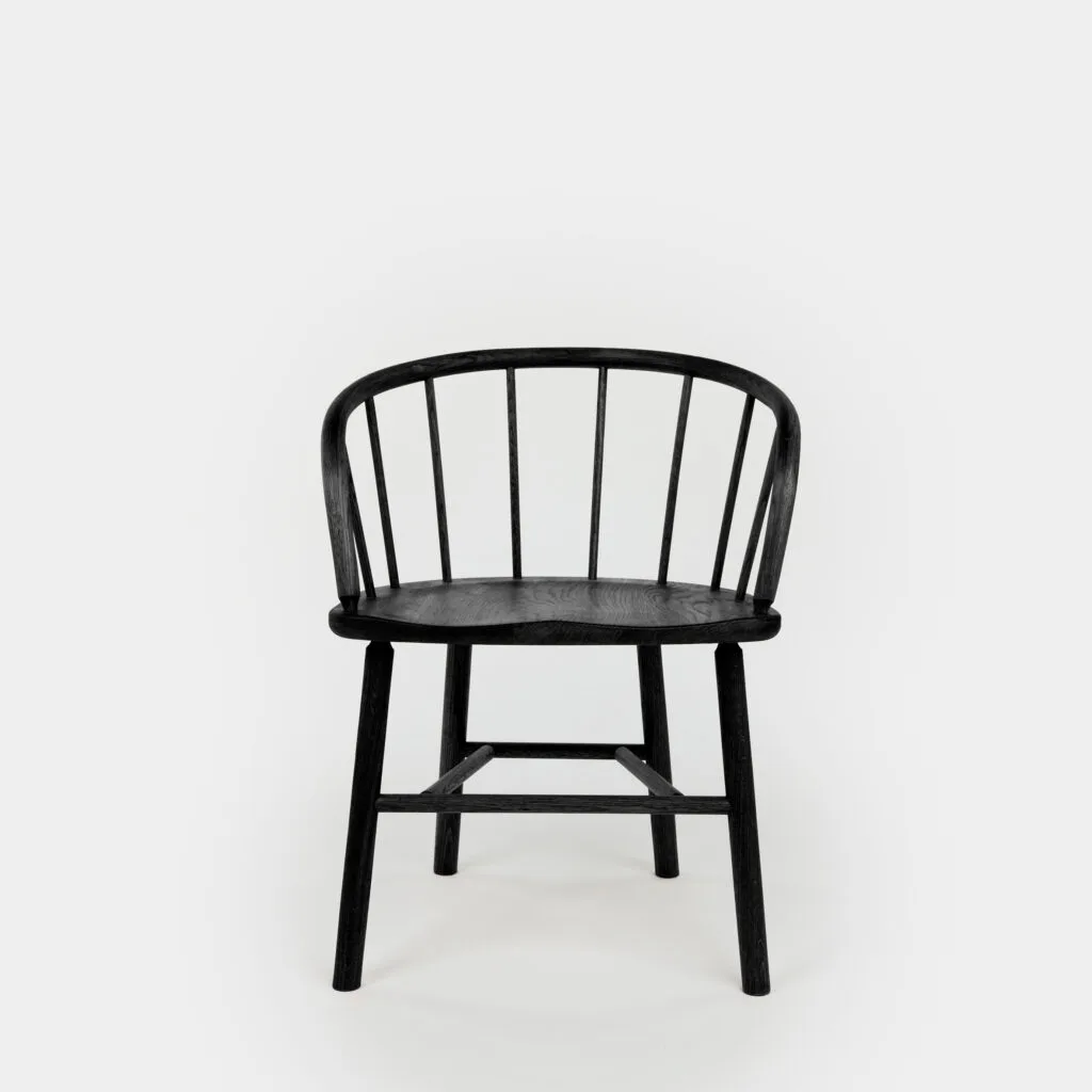 Black lacquered ash carver chair oak