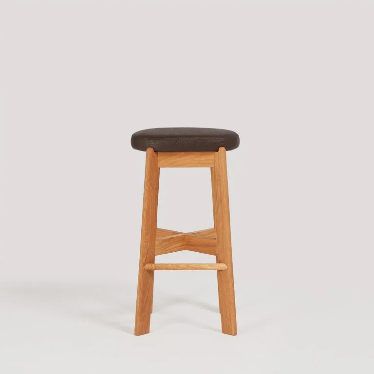 Bar Stool Series Five oak and leather