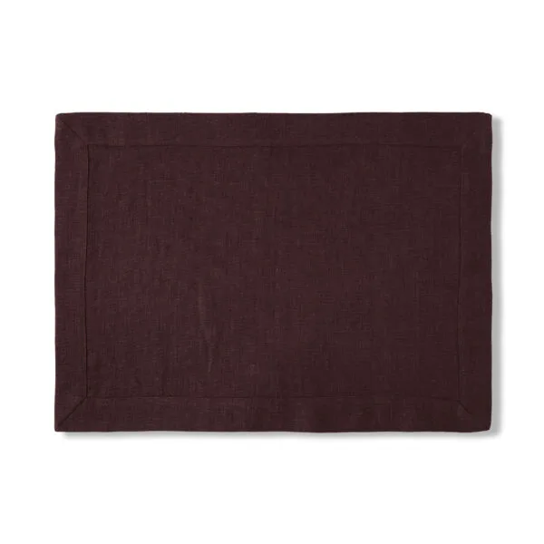 French linen placemat prune purple mauve