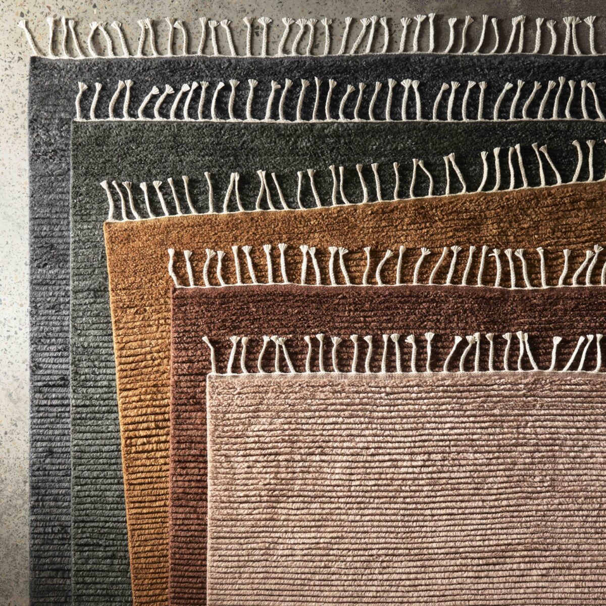 Armadillo_Rugs_ClassicCollection_Malawi_Group_Overhead-Graphite-Kelp-Amber-Blush_copy