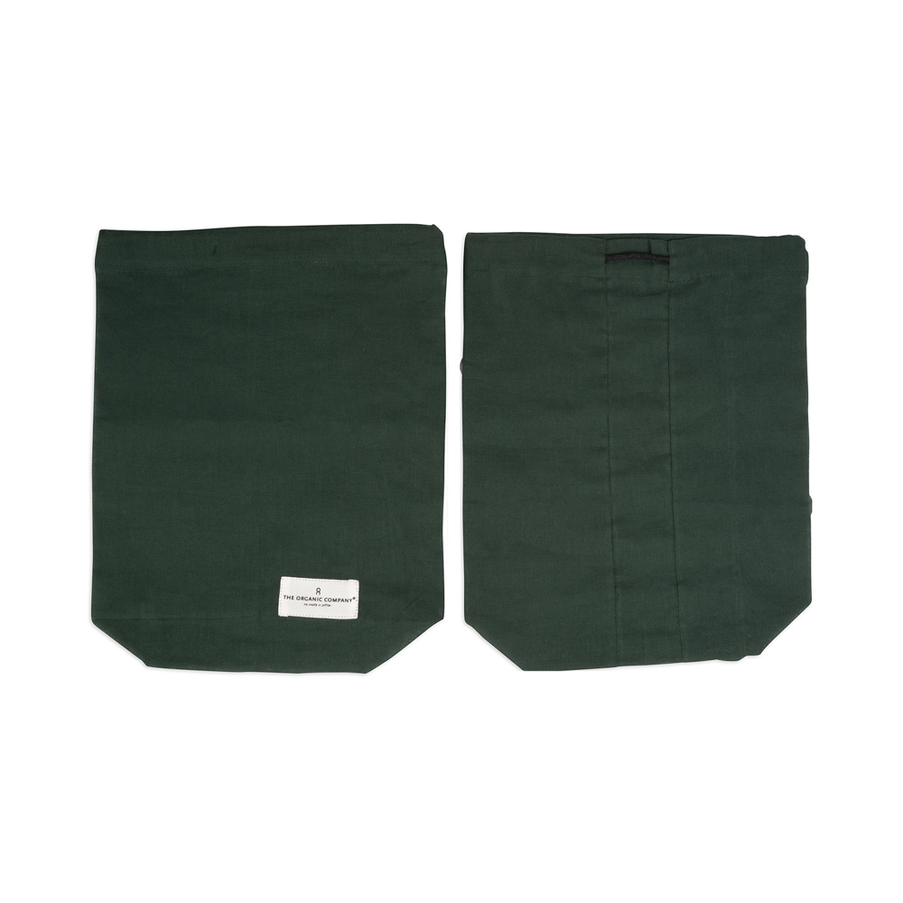 An organic cotton reusable food bag in dark green to help you reduce single use plastics. Use it to buy produce like loose fruit & veg. Washes well! 24 x 30 cm, 18 grams
