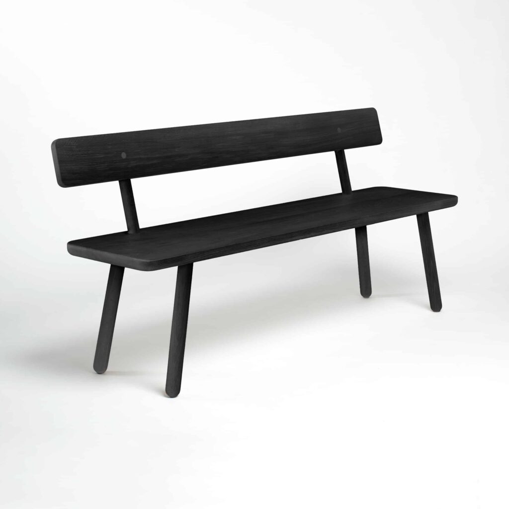 black wooden bench with back